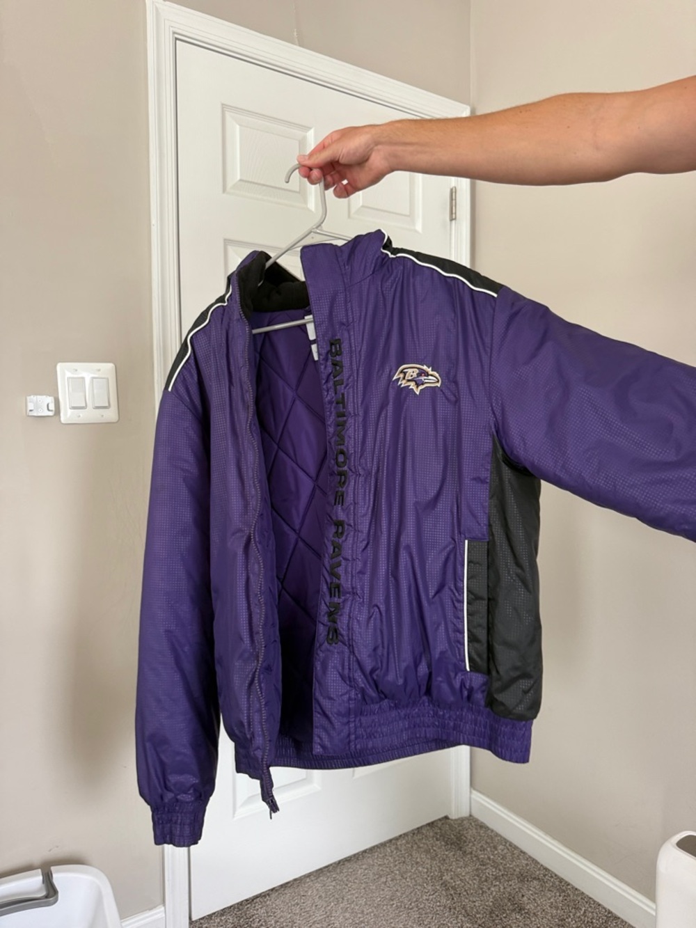 Baltimore Ravens NFL Purple & Black Vintage Puffer Jacket